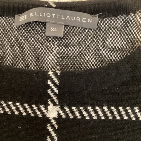 Elliott Lauren Soft Pullover Sweater Windowpane Plaid Black & White XL #35N - Picture 6 of 8
